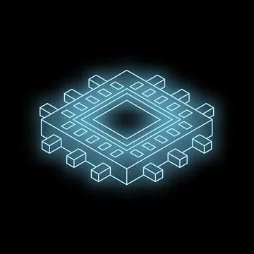 Glowing microchip representing advanced technology and computing power 스톡 일러스트