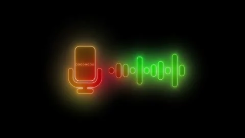 Glowing Microphone Icon with Sound Waves Animation, Neon Microphone Symbol .. Stock-Footage 308017588