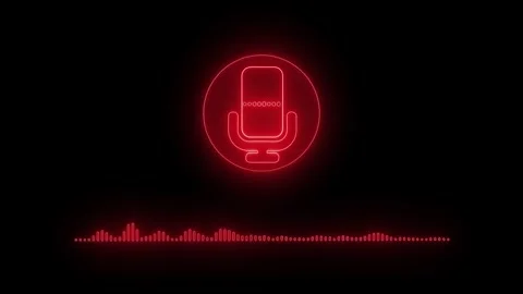 Glowing Microphone Icon with Sound Waves Animation, Neon Microphone Symbol .. Stock-Footage 308017617