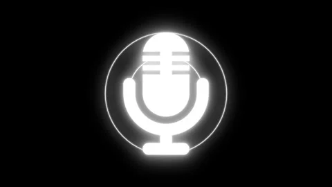 Glowing Microphone Icon with Sound Waves Animation Vídeos de archivo 318098934