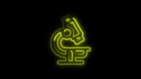 Glowing Microscope Icon and Symbol in HD Video Neon Stock Footage 304557848