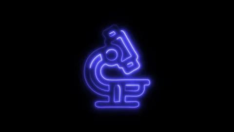 Glowing Microscope Icon and Symbol in HD Video Neon Stock Footage 304557852