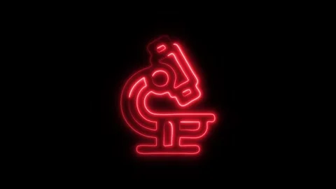 Glowing Microscope Icon and Symbol in HD Video Neon Stock Footage 304557856