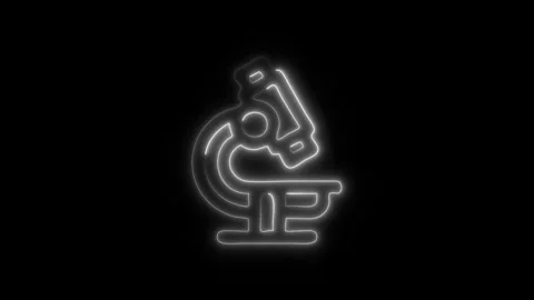 Glowing Microscope Icon and Symbol in HD Video Neon Stock Footage 304557860