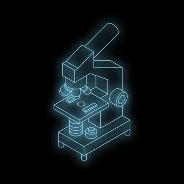 Glowing microscope illuminating scientific discovery on black background Stock Illustration