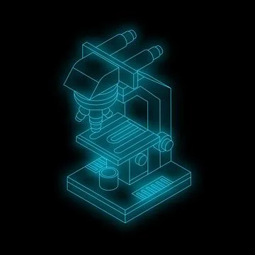 Glowing microscope representing scientific research and discovery Illustrazione stock