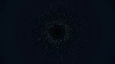 Glowing microscopic particles orbit a dark center in a seamless loop Stock Footage 340957301