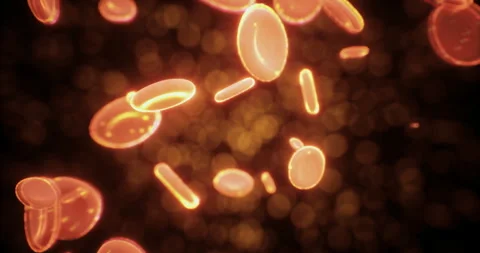 Glowing microscopic view of particles drifting in a dark space Video stock 314329946