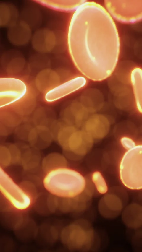 Glowing microscopic view of particles drifting in a dark space Video stock 324500186