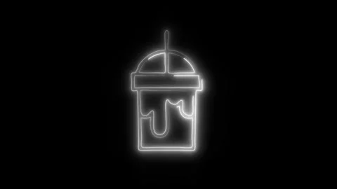 Glowing Milkshake Icon in HD Video Neon Animation Stock Footage 304554741