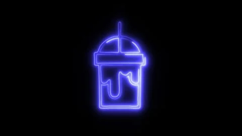 Glowing Milkshake Icon in HD Video Neon Animation Stockbeeldmateriaal 304554743