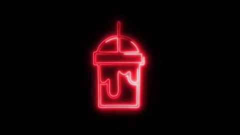 Glowing Milkshake Icon in HD Video Neon Animation Vídeo Stock 304554748
