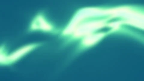 Glowing mint green aurora light ribbon curving through dark emerald background Stock Footage 341663112