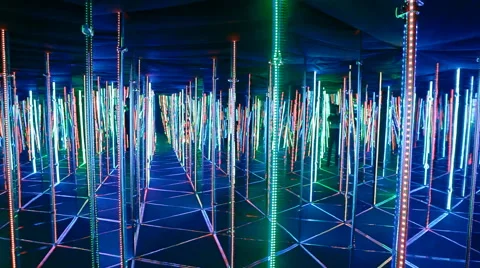 Glowing mirror maze Stock Footage 59108683