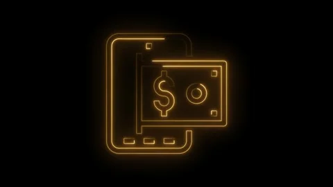 Glowing mobile phone with dollar bill,online banking and secure digital pay.. Stock Footage 314538448
