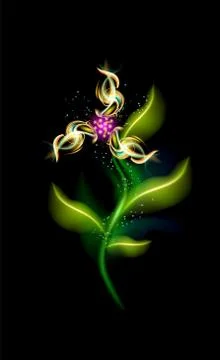 Glowing modern flower vector three-blade. Colorful ornamental element Stock Illustration