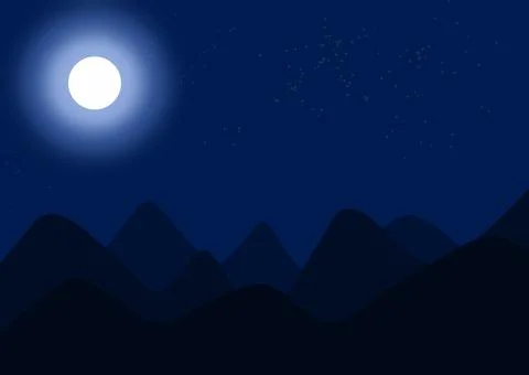 Glowing moon and mountain Stock Illustration