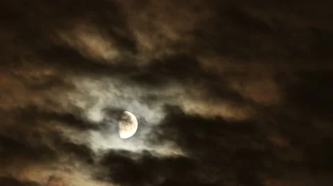 Glowing Moon Behind Clouds Time-lapse Stock Footage 45544582