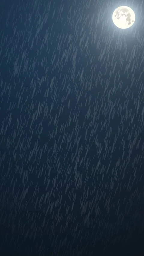 Glowing Moon with Heavy Rain Night Sky Animation. Stock Footage 337088316