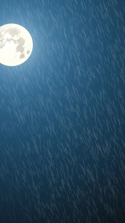 Glowing Moon with Heavy Rain Night Sky Animation. Stock Footage 337088322