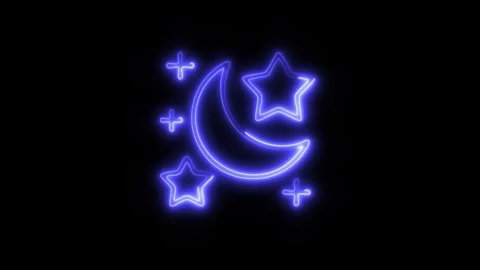 Glowing Moon Icon in HD Video Neon Animation Vidéo 304554908