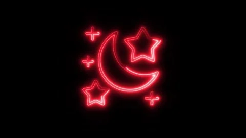 Glowing Moon Icon in HD Video Neon Animation Stock-Footage 304554914