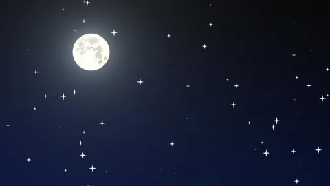 Glowing Moon with Starry Glitter Night Sky Background. Stock Footage 337053664