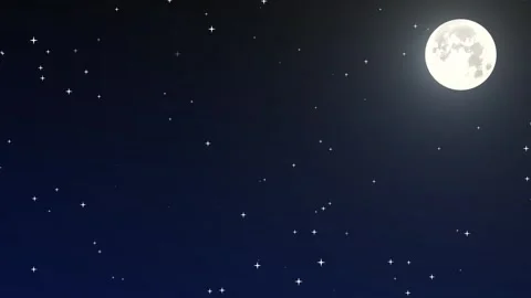 Glowing Moon with Starry Glitter Night Sky Background. Stock Footage 337088320