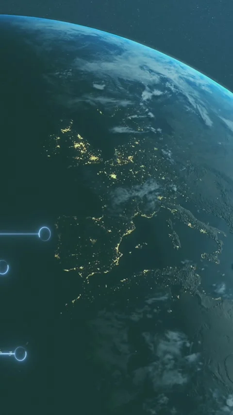 Glowing motherboard processing data over planet earth Stock Footage 321382174