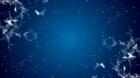Glowing, moving triangles and particles on a blue abstract background Stock Footage 81749434