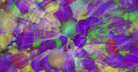 Glowing multi-colored bubbles move towards the viewer and burst. Stock Footage 249743738