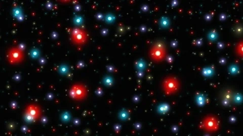 Glowing multicolor dots on black background Видео 336591144