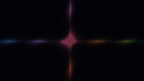 Glowing multicolor halftone dot pattern moving on a black background Stock Footage 335933163