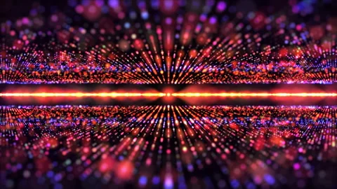Glowing multicolor light rays with bokeh seamless motion. Vibrant light streaks Stock Footage 304169360