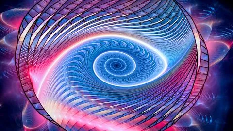 Glowing multicolor multidimensional spiral Stock Illustration