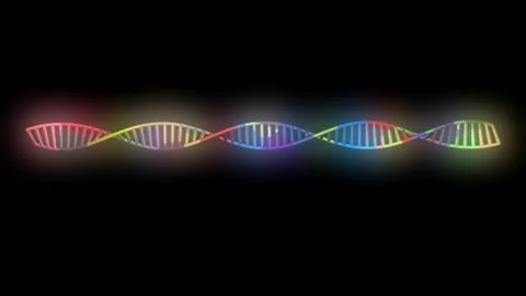 Glowing multicolored DNA molecule strand Stock Illustration