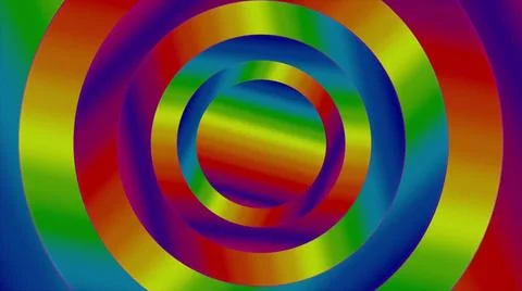 Glowing multicolored gradient circles Bright rings with 3d render in rich ... Stock Photos