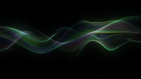 Glowing multicolored wave spectrum, transparent neon frequency lines, float.. Stock Footage 335549934