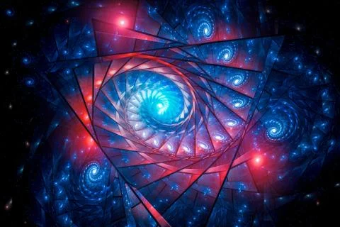 Glowing multidimensional spirals Stock Illustration