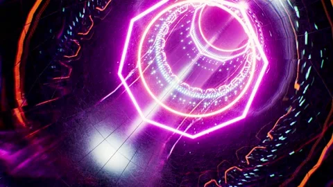 Glowing Multiple Neon Light VJ Tunnel Loop Background 4K Stock Footage 171857366