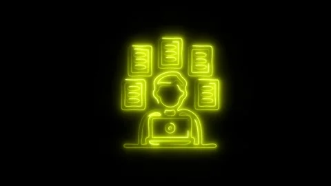 Glowing Multitasking Icon and Symbol in HD Video Neon Stock Footage 304559010