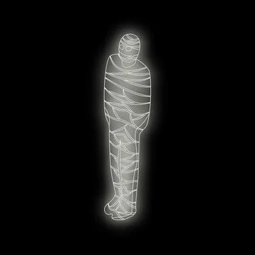 Glowing mummy standing with arms at side Stock Illustration