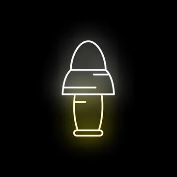 Glowing mushroom shaped table lamp neon icon Иллюстрация