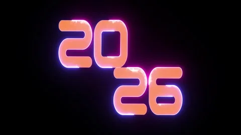Glowing neon 2026 animated light energy text celebration background. 4K vid.. Stock Footage 322965158