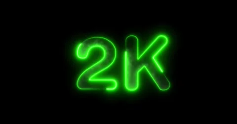 Glowing neon 2K text animation. Social media views followers and subscribers cel Stock Footage 340226249