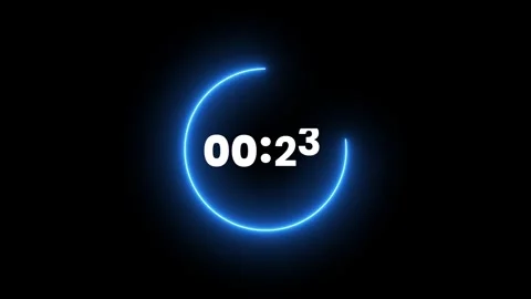 Glowing neon 30 Seconds digital clock animation isolated on black background Stock Footage 328305232