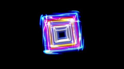 Glowing Neon 3D Cube Abstract Seamless Loop Video Stock Footage 343108785