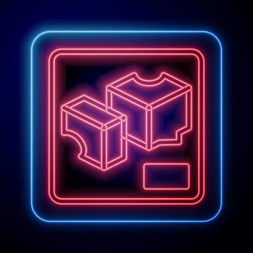 Glowing neon 3D printer icon isolated on black background. 3d printing. Vector Stock Illustration