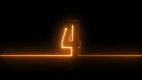 Glowing neon 4 text icon animation isolated on Black Background Stock Footage 321883498