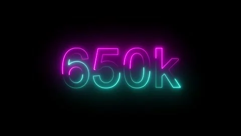 Glowing neon 650k animation of text effect video motion on black background. Stock Footage 317226541